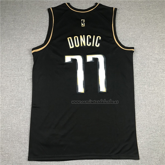 Camiseta Golden Edition Dallas Mavericks Luka Doncic NO 77 2020-21 Negro